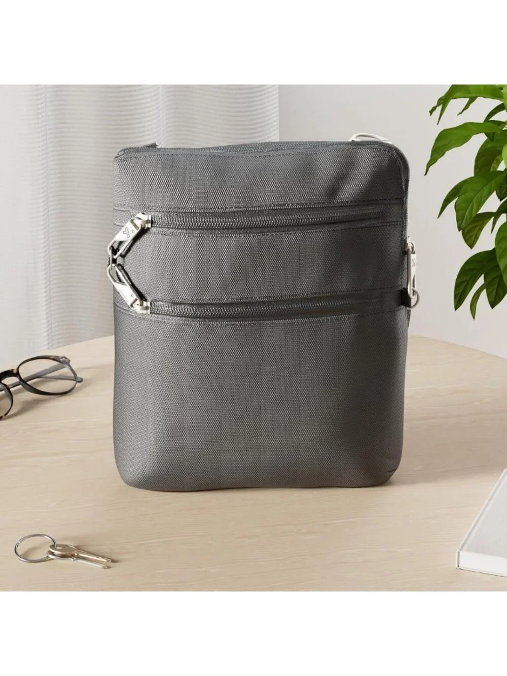 Anti-Theft Classic Slim Double Zip Crossbody Bag - Travel-Friendly & Stylish